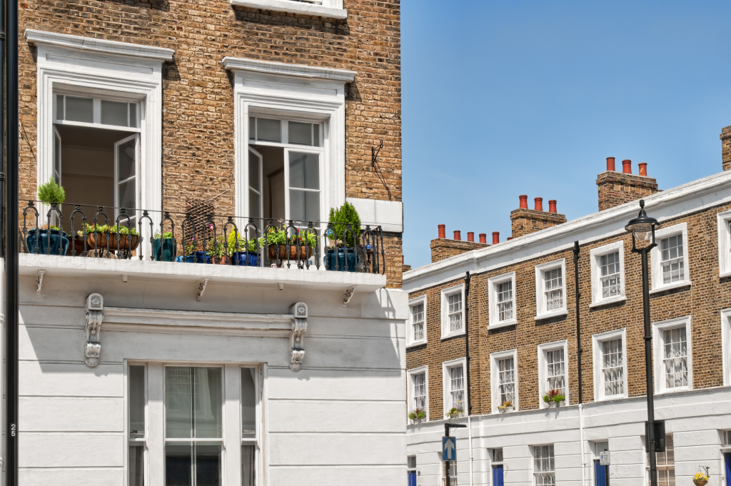 A white building with a balcony London