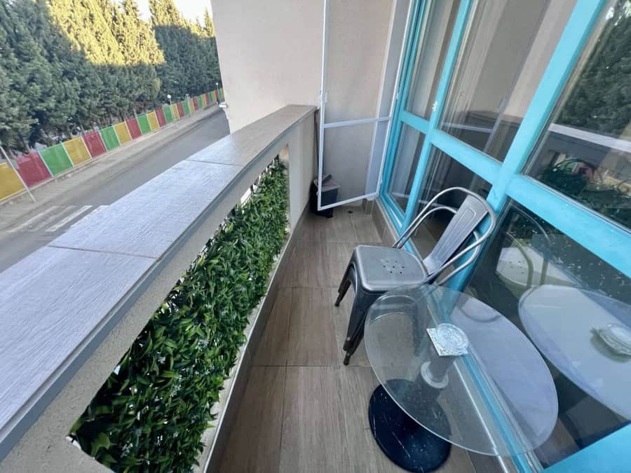 Balcony of a newly built 33 sq.m. studio in Magnolia Residence 5, located in the center of Sunny Bea.