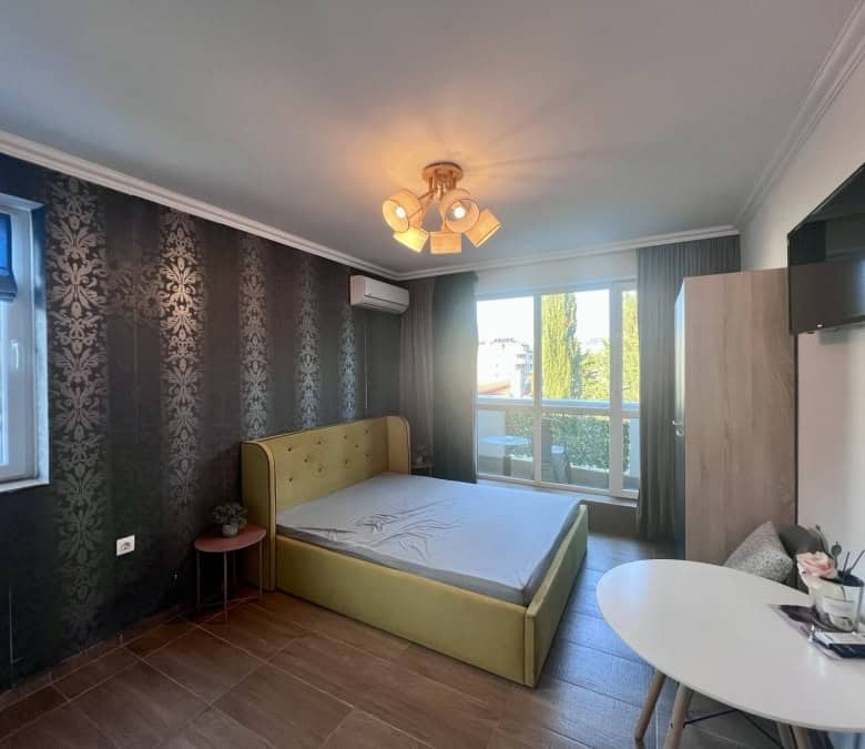 Bright studio apartment in Magnolia Residence, Sunny Beach with balcony and contemporary furnishings.