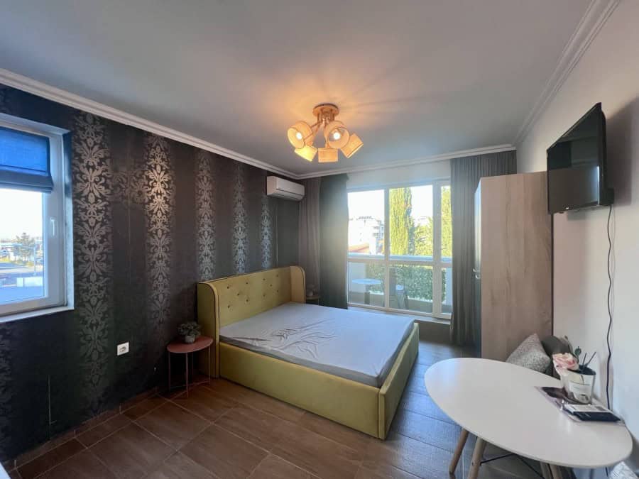 Bright studio apartment in Magnolia Residence, Sunny Beach with balcony and contemporary furnishings.