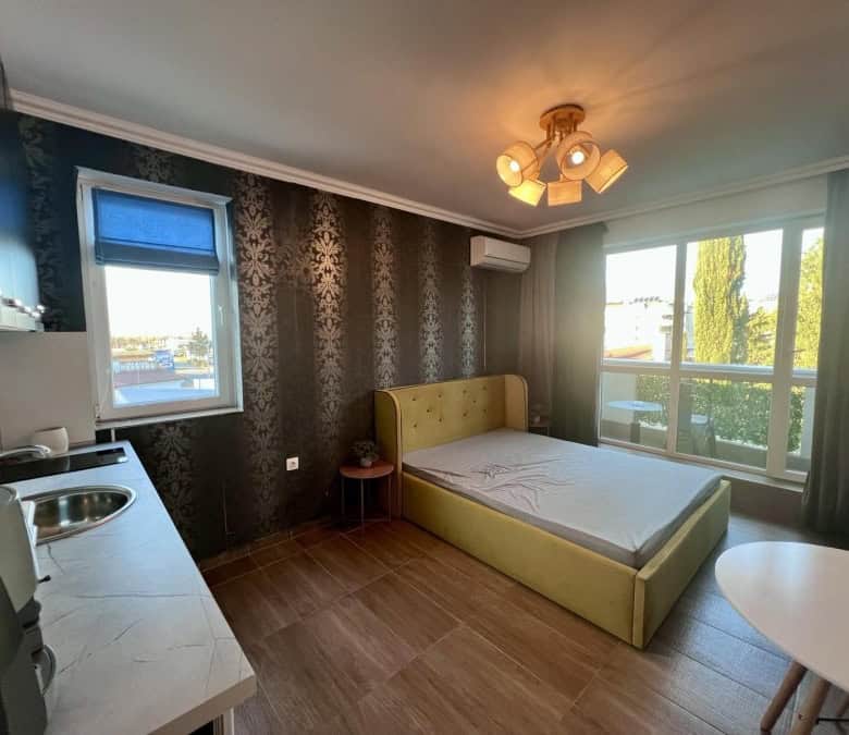 Bright studio apartment with balcony in Sunny Beach center, close to amenities and beaches.